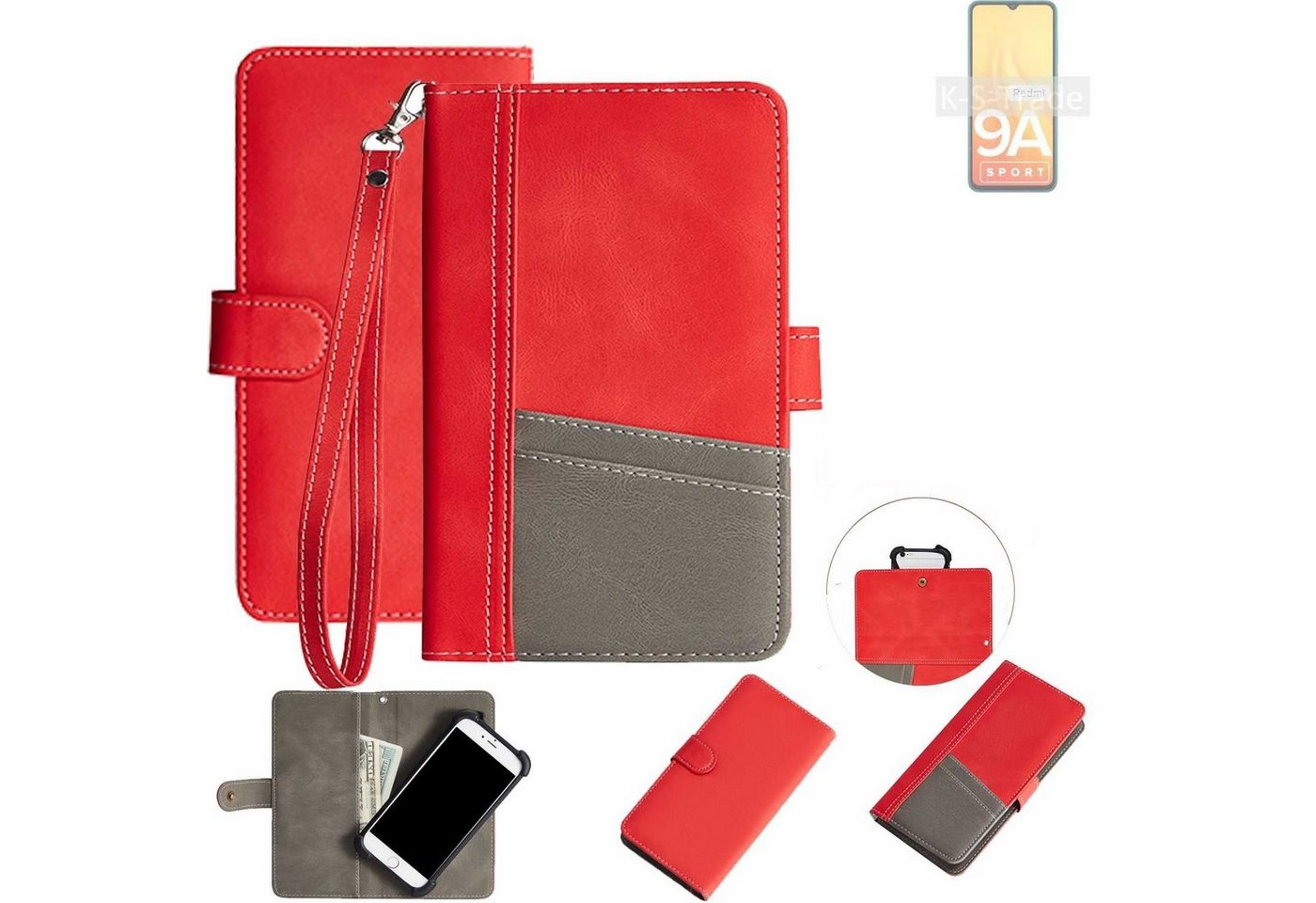 K-S-Trade Handyhülle für Xiaomi Redmi 9A Sport, Handy Schutzhülle Hülle Portemonnee Brieftasche Klapphülle von K-S-Trade