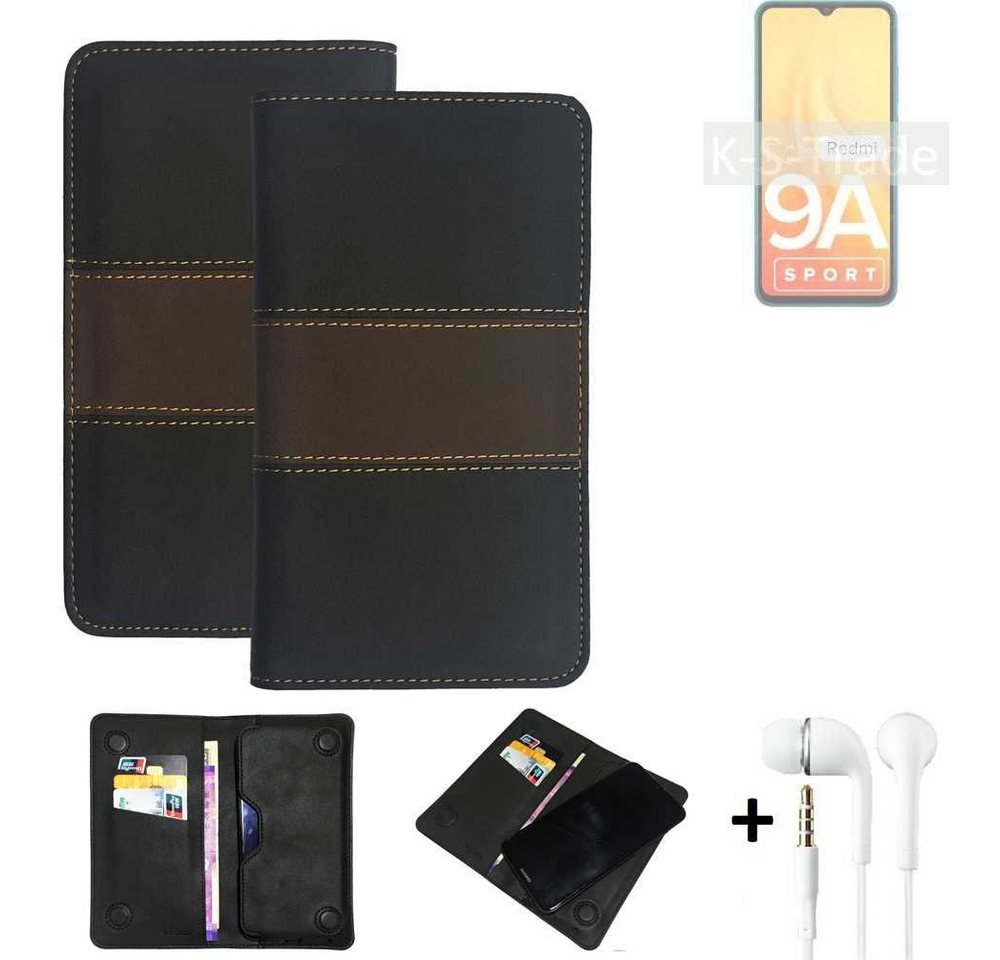 K-S-Trade Handyhülle für Xiaomi Redmi 9A Sport, Handyhülle + Kopfhörer Schutzhülle Walletcase Bookstyle Tasche von K-S-Trade