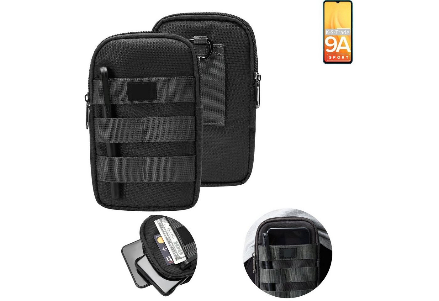 K-S-Trade Handyhülle für Xiaomi Redmi 9A Sport, Holster Gürtel Tasche Handy Tasche Schutz Hülle dunkel-grau viele von K-S-Trade