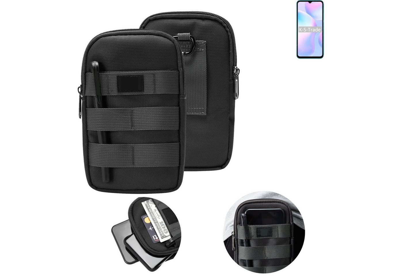 K-S-Trade Handyhülle für Xiaomi Redmi 9i Sport, Holster Gürtel Tasche Handy Tasche Schutz Hülle dunkel-grau viele von K-S-Trade