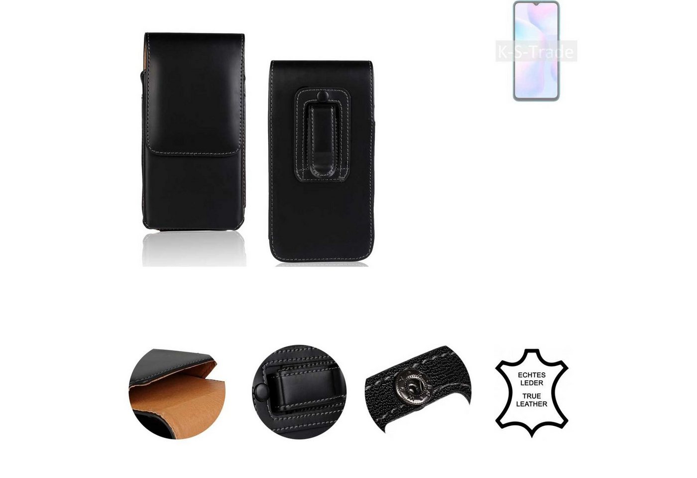 K-S-Trade Handyhülle für Xiaomi Redmi 9i Sport, Holster Gürteltasche Handy Hülle Schutzhülle Handyhülle Leder von K-S-Trade