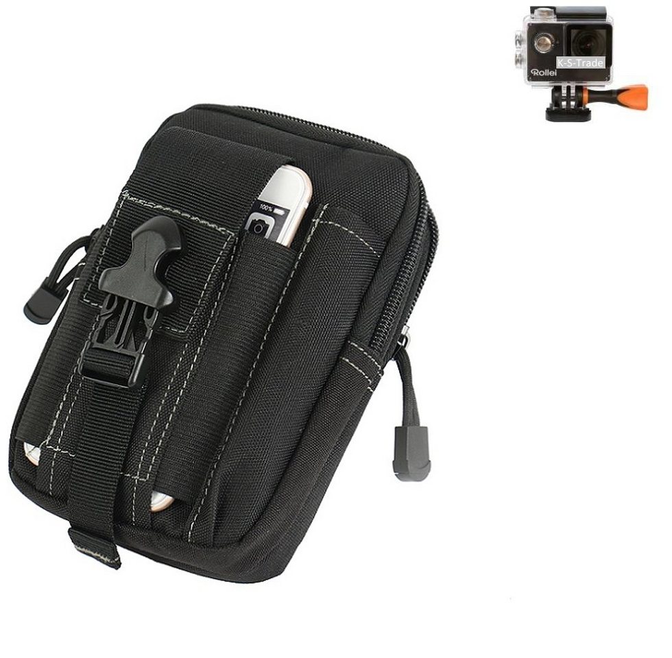 K-S-Trade Kameratasche für Rollei Actioncam 425, Holster Kamera-Tasche - Gürtel-Tasche mit Extrafächer schwarz 1x von K-S-Trade
