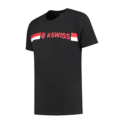 K-Swiss Unisex – Erwachsene Sport Heritage T-Shirt Stripe, Schwarz, L von K-Swiss