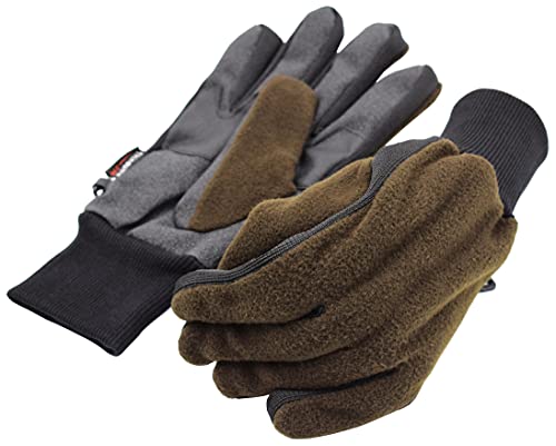 Fleece-Handschuhe Grip Oliv mit Strickeinsatz Jagd Outdoor Angeln (XXL) von K&S Outdoors