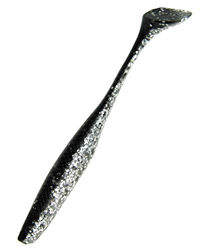 K.P Baits Lazy Shad Gummifisch 4" 10 cm 5 Stück Barsch Zander 030 Schwarz Silber von K.P
