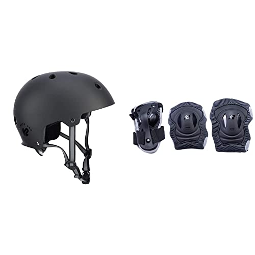 K2 Damen Herren Inline Skates Helm Varsity PRO - schwarz - M (55-58cm) - 30D4111.1.1.M & K2 Performance PAD Set L – Black - Anthracite – 30E1416 von K2
