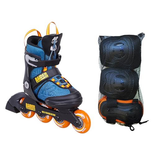 K2 Skates Raider PRO Pack - Jungen Inline Skates mit Pad Set — Blue - orange — 30G0833 von K2