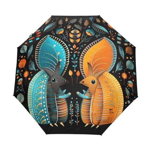 Ausgefallene Aquarell-Gürteltiere Regenschirm Automatik Auf-Zu Taschenschirm Umbrella Kompakt Schirme für Jungen Mädchen Strand Frauen von KAAVIYO
