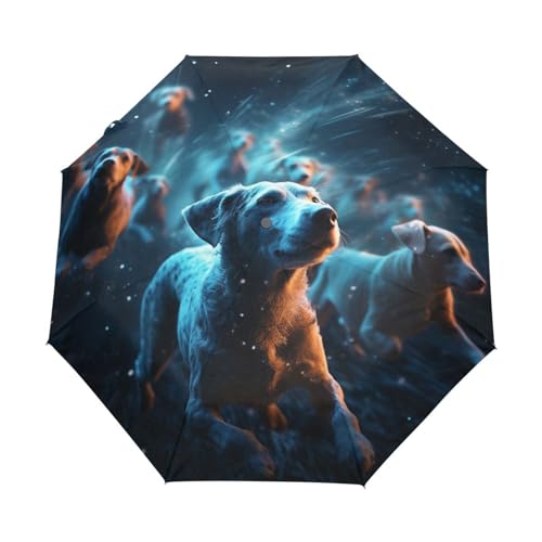 Coole Blaue Hunde Regenschirm Automatik Auf-Zu Taschenschirm Umbrella Kompakt Schirme für Jungen Mädchen Strand Frauen von KAAVIYO
