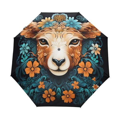 Cooles Aquarellschaf Regenschirm Automatik Auf-Zu Taschenschirm Umbrella Kompakt Schirme für Jungen Mädchen Strand Frauen von KAAVIYO