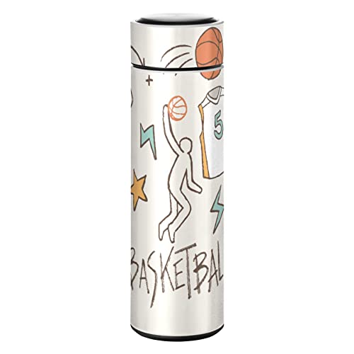 KAAVIYO Basketball Einfache Kunst Wasserflasche Edelstahl Trinkflasche Thermoflasche Thermoskanne Auslaufsichere Flasche von KAAVIYO