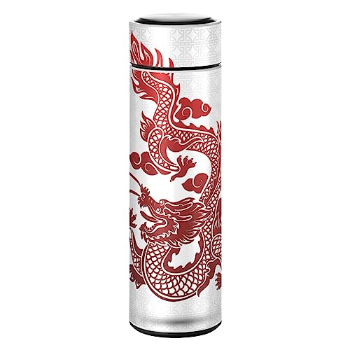 KAAVIYO Chinesischer Roter Drache Wasserflasche Edelstahl Trinkflasche Thermoflasche Thermoskanne Auslaufsichere Flasche von KAAVIYO