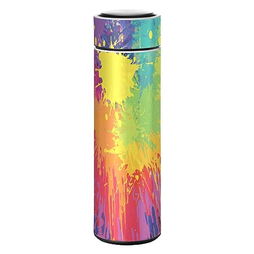 KAAVIYO Regenbogenfarbene Kunst Wasserflasche Edelstahl Trinkflasche Thermoflasche Thermoskanne Auslaufsichere Flasche von KAAVIYO