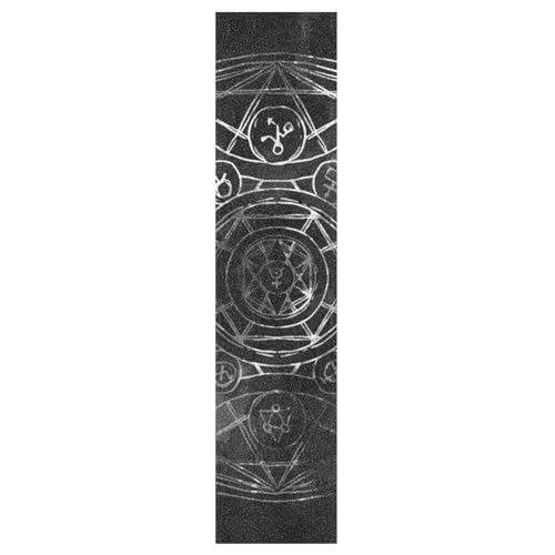 KAAVIYO Schwarze Tierkreiskunst Muster Skateboard Griptape rutschfest Selbstklebend Longboard Griptapes Aufkleber Griffband(9x33in,44x10in 1pcs) von KAAVIYO