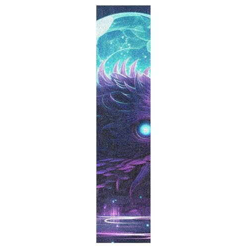 KAAVIYO Weltraum Hellvioletter Igel Skateboard Griptape rutschfest Selbstklebend Longboard Griptapes Aufkleber Griffband 9x33in,44x10in(1pcs) von KAAVIYO