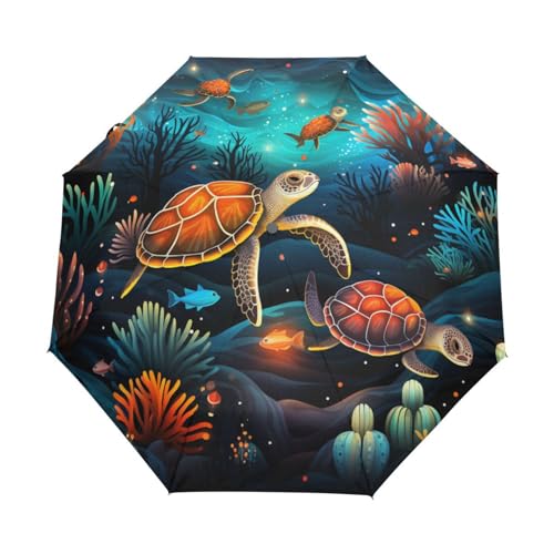 Süße Meerestiere Regenschirm Automatik Auf-Zu Taschenschirm Umbrella Kompakt Schirme für Jungen Mädchen Strand Frauen von KAAVIYO