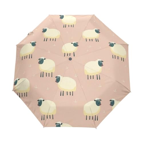 Süßes Rosa Schaf Regenschirm Automatik Auf-Zu Taschenschirm Umbrella Kompakt Schirme für Jungen Mädchen Strand Frauen von KAAVIYO