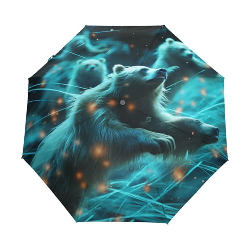 Weltraumblaue Faultierbären Regenschirm Automatik Auf-Zu Taschenschirm Umbrella Kompakt Schirme für Jungen Mädchen Strand Frauen von KAAVIYO