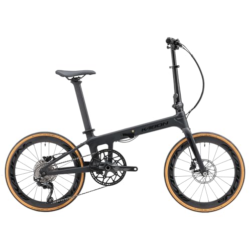 KABON Voll Carbon Faltrad, Leichtes 20 Zoll Carbonfaser Rahmen Klapprad mit 11 Gang Hydraulische Scheibenbremse Fahrrad mit Carbon Laufradsatz für Unisex-Erwachsene von KABON