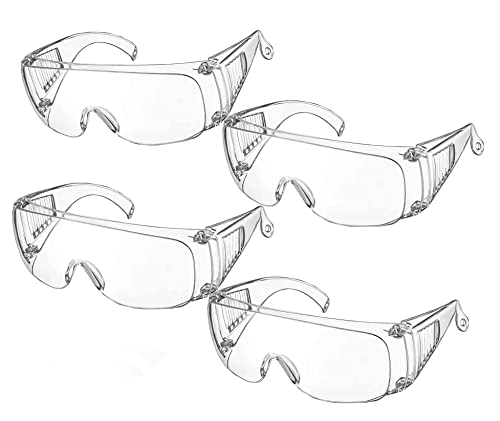 KAIAIWLUO Schutzgläser,4 Paar Schutzbrille für Brillenträger Anti-Fog Schutzbrille Professionelle Arbeitsschutzbrille für Kinder Erwachsene Augenschutz PC-Gläsern für Outdoor-Aktivitäten von KAIAIWLUO