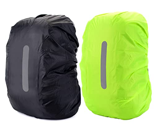 KAIAIWLUO wasserdichte Regenhülle Schulranzen,2 Stück Regenschutz für Rucksäcke mit Reflexstreifen Dasserdichte Rucksack Regenüberzug Ranzen für Outdoor Radfahren Camping Wandern von KAIAIWLUO