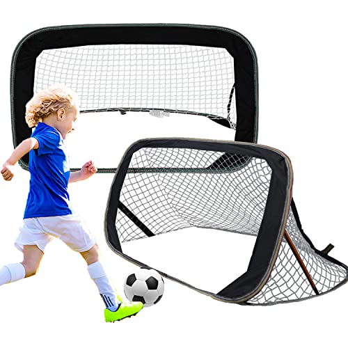 KAIDIDA Faltbare Mini-Fußballtore, tragbare Fußballtore im 2er-Set, Fußballtore für Kinder im Freien, Garten und Strand, mit Tragetasche – Schwarz, Polyester, 120 x 66 x 66 cm. von KAIDIDA