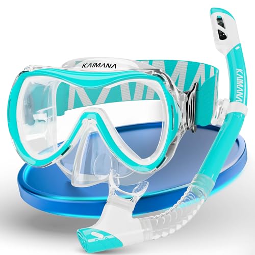 Das Neue KAIMANA® SeaExplorer Schnorchelset Kinder + Tragetasche, Taucherbrille mit Schnorchel, Taucherbrille Kinder, Alternative zur Schnorchelmaske Kinder, Taucherbrille mit Stoffband/Silikonband von KAIMANA