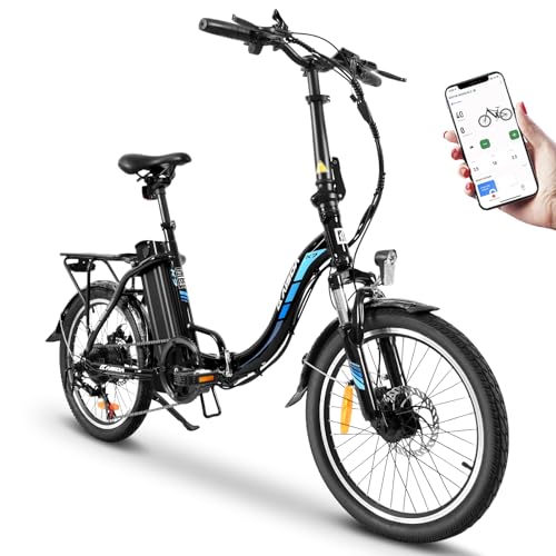 KAISDA klapprad e-Bike 20 Zoll E-citybike E-Fahrrad Für Erwachsene Alu Mit 250w Motor 36V 13Ah Li-ion Akku Bis 100km Distanz, 7-Gang Shimano -22kg (Black) von KAISDA