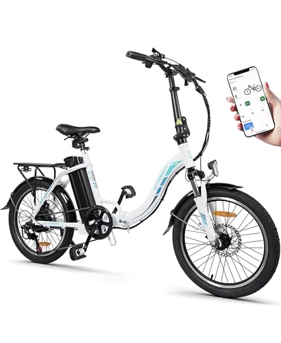 KAISDA E-Bike Klapprad 20“ Elektrofahrrad, Aluminium, mit 250w Motor 36V 13Ah Li-Ion Akku, Reichweite bis zu 100km, 7 Gang, E-citybike, 22kg (White) von KAISDA