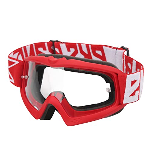 KAKAKE Motorradbrille, sturzsichere, komfortable, transparente Motocross-Brille, klare Sicht zum Klettern(8060 Roter Rahmen) von KAKAKE