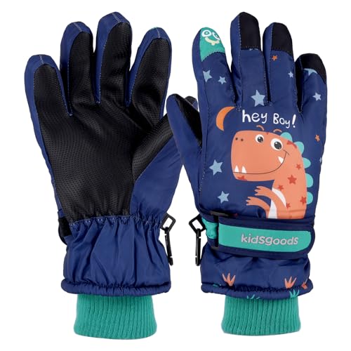 KAKU NANU Handschuhe Kinder Winter Fleece Skihandschuhe Wasserdicht Outdoor Snowboard Jungen 6 7 8 9 10 Jahre Blau Schneehandschuhe Kinder Thermo Handschuhe von KAKU NANU