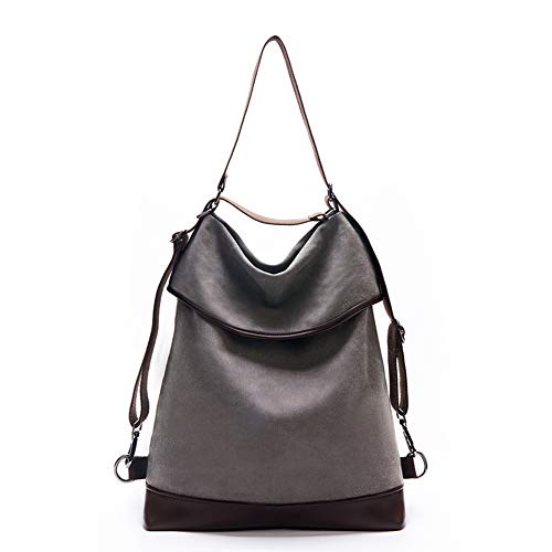 Handtasche Damen Vintage Umhängentasche Anti Diebstahl Tasche Leder Schultertasche Hobo Tasche für Reise Outdoor, Arbeit und Schule Grau von KALIDI