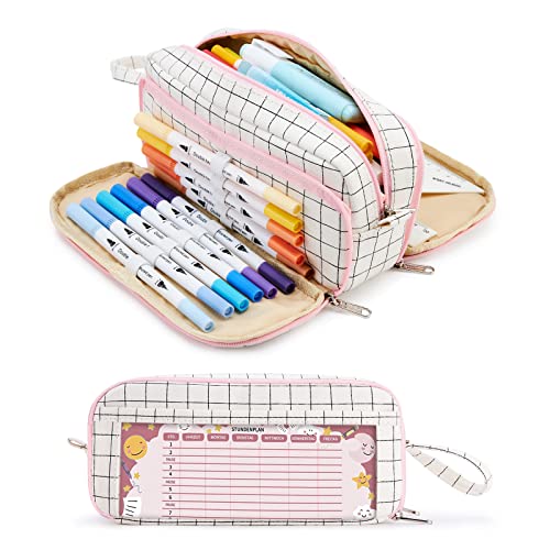 KALIDI Federmäppchen mit 3 Fächer Große Kapazität Mäppchen Federtasche Stiftetasche Pencil Case Bleistifttasche für Schule & Büro von KALIDI