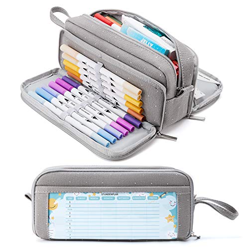 KALIDI Federmäppchen mit 3 Fächer Große Kapazität Mäppchen Federtasche Stiftetasche Pencil Case Bleistifttasche für Schule & Büro von KALIDI