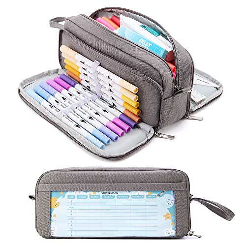 KALIDI Federmäppchen mit 3 Fächer Große Kapazität Mäppchen Federtasche Stiftetasche Pencil Case Bleistifttasche für Schule & Büro von KALIDI