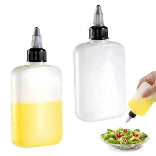 2 kleine Squeeze Flaschen Ölflasche Ölspender mit Kappen 100 ml Mini-Quetschflaschen für Camping, Quetschflasche für die Küche, Gewürz-Quetschflaschen, Leere Flaschen zum Kochen beim Campen von KALIONE