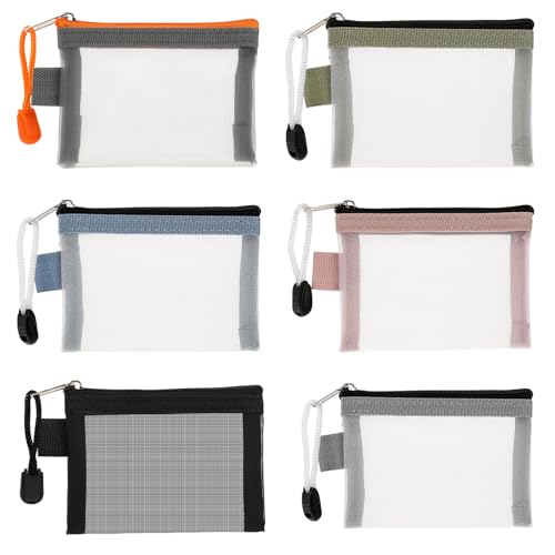 6 Stück Mesh Reißverschluss Beutel, kleine Netztasche mit Reißverschluss Make-up-Reißverschlusstaschen kleine Kosmetiktasche tragbare Reise-Reißverschlusstaschen für Lippenstift Kopfhörer von KALIONE