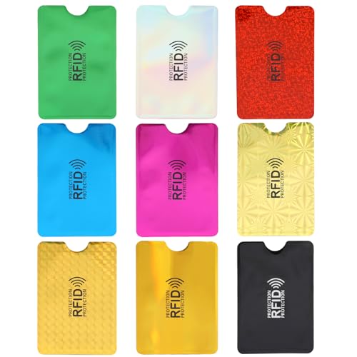 9 Stück RFID-Kartenhalter, Blockierende Hüllen für Kreditkarten, Bunte Kartenhüllen, ID-Kartenschutz, Diebstahlsichere Geldbörsen für Damen und Herren von KALIONE