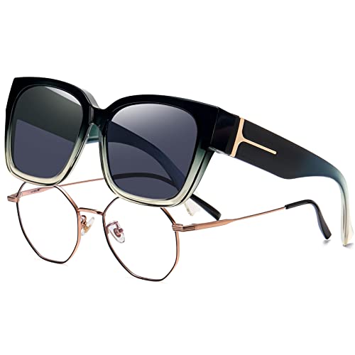 KANASTAL Sonnenbrille Überziehbrille Damen und Herren Polarisiert Sonnenbrille zum Überziehen für Brillenträger,Trendige Unisex Sonnenbrille UV400 Schutz,Fit-over Brille für Fahren von KANASTAL