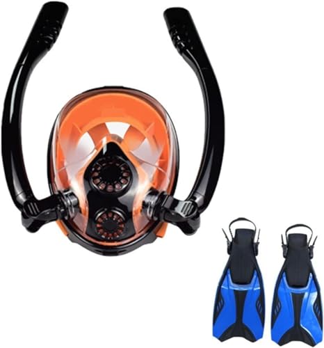KANBUN Atemschutzgerät zum Surfen, Schwimmausrüstung, Schnorchel, kleine tragbare Sauerstoffflasche, Miniatur-Tauchausrüstung (Farbe: Maske+Flipper, Größe: 0,5 l) von KANBUN