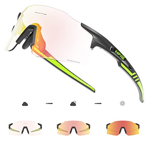 KAPVOE Fahrradbrille MTB Brille Selbsttönend Klar Radbrille Rennrad Sportbrille Sonnenbrille Radsport Laufen Golf Fahrerbrille Baseball Herren Damen von KAPVOE