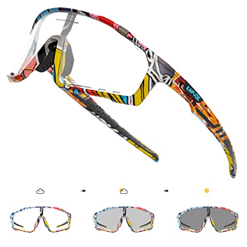 KAPVOE Fahrradbrille MTB Brille Selbsttönend Klar Radbrille Rennrad Sportbrille Sonnenbrille Radsport Laufen Golf Fahrerbrille Baseball Herren Damen von KAPVOE