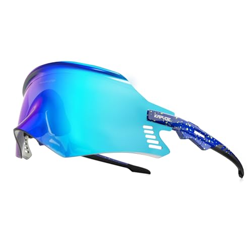 KAPVOE Fahrradbrille Mountainbike Sport Sonnenbrille Radfahren Motorrad BMX Herren Damen Blau 17 von KAPVOE
