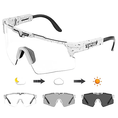 KAPVOE Photochrome Fahrradbrille Männer Frauen Klar Sport Sonnenbrille Einstellbare TR 90 Rahmen Mountainbike Sonnenbrille MTB Fahrradfahren von KAPVOE