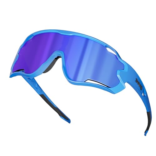 KAPVOE Radfahren Sonnenbrille mit 5 austauschbaren Gläsern Polarisiert Männer Frauen Baseball Sportbrille UV400 TR90 Laufen Fußball Fahren MTB Angeln Golf 08 von KAPVOE