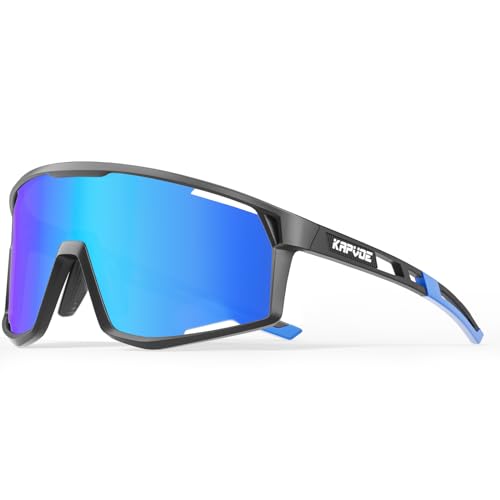 KAPVOE Polarisiert Radfahren Brille Sport Sonnenbrille Männer Frauen Outdoor MTB Baseballgläser UV400 Cycling Eyewear Blau K180 von KAPVOE