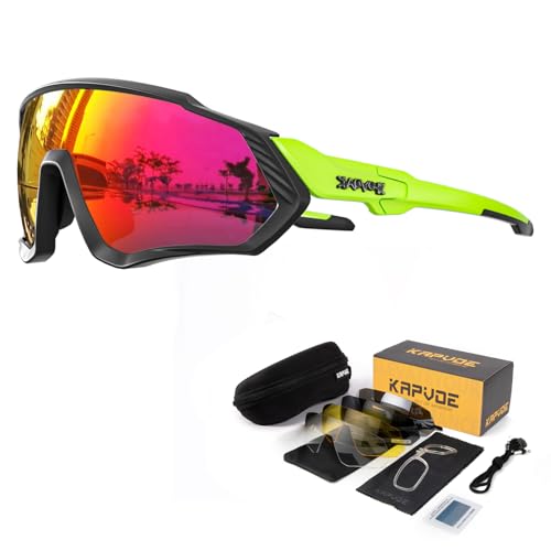 KAPVOE Polarisations-Fahrradbrillen,5 austauschbare Gläser,Unisex-Sportsonnenbrillen für Männer und Frauen,geeignet für Radsport,Mountainbiken,Laufen,Angeln,Rudern,Golf 20 von KAPVOE