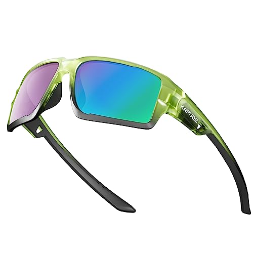 KAPVOE Polarisierte Sonnenbrillen Fahrradbrille Radsportbrillen Sportbrille für damen herren TR90 Rahmen für Männer Frauen Grün 07 von KAPVOE