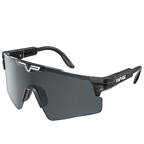 KAPVOE Polarisierte Sport-Sonnenbrille, UV400 Schutz, verstellbare Fahrrad-Sonnenbrille für Männer und Frauen, Baseball, Laufen, Radfahren, Golf Schwarz 03 von KAPVOE