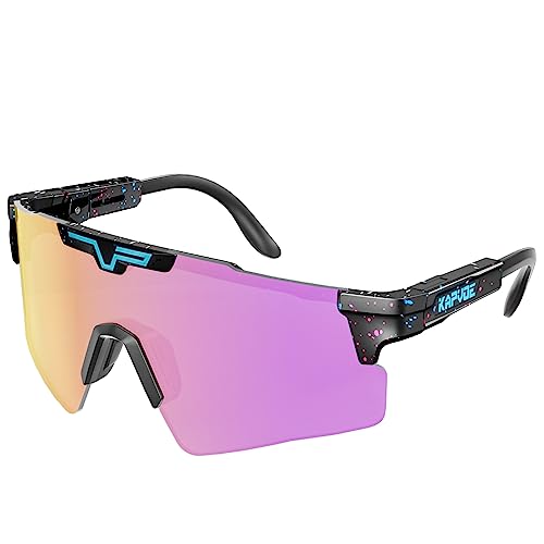 KAPVOE Polarisierte Sport-Sonnenbrille, UV400 Schutz, verstellbare Fahrrad-Sonnenbrille für Männer und Frauen, Baseball, Laufen, Radfahren, Golf Lila Schwarz 04 von KAPVOE
